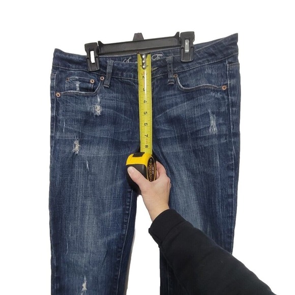 American Eagle Skinny 77 Distressed Jeans Womens Size 6 Long Stretch Denim - Picture 4 of 9